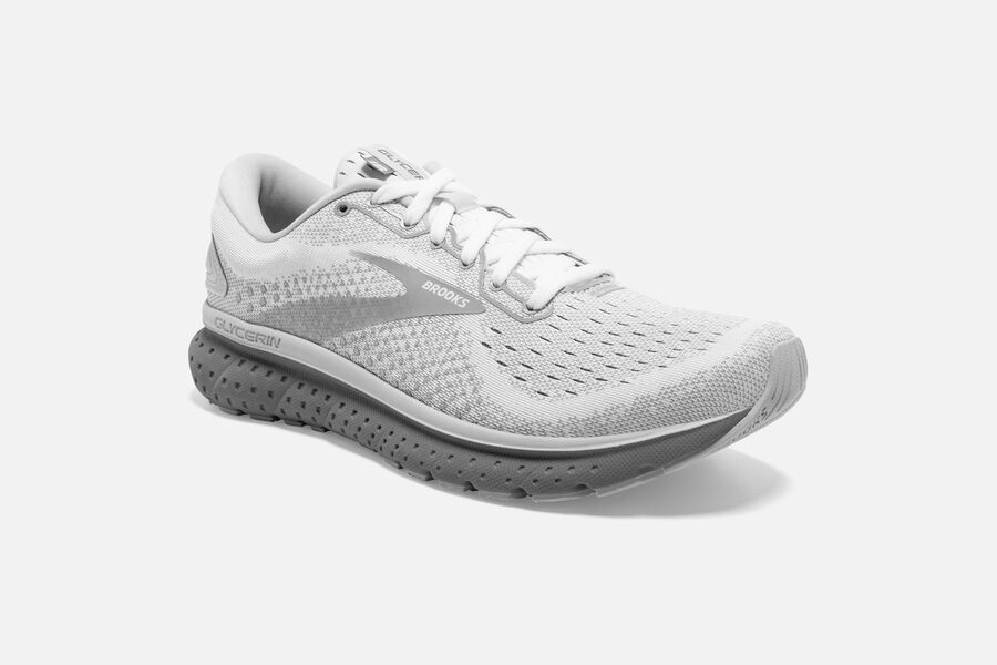 Brooks Running Shoes - Glycerin 18 Road Womens - White/Grey - CNZ-274895